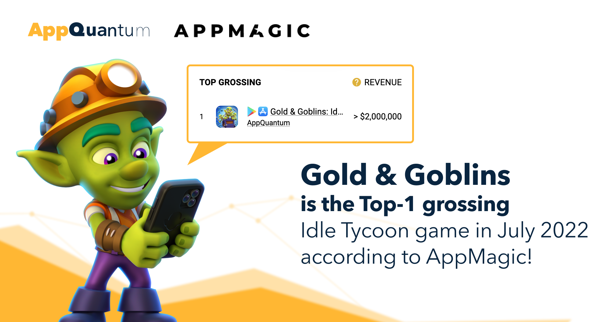 Gold & Goblins is the Top-1 Grossing Idle Tycoon Game in July 2022